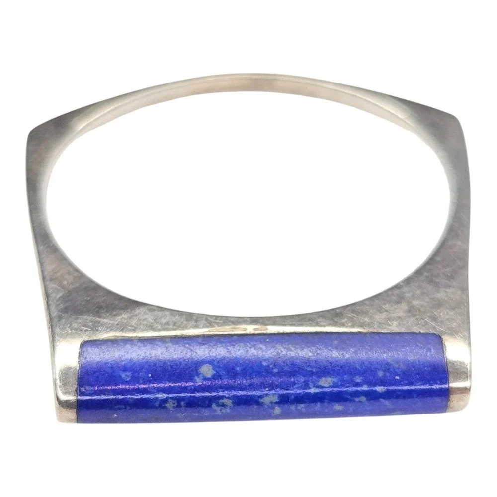 Vintage Blue Lapis Lazuli Ring Size 7.75 Sterling Silver 925 Inlay